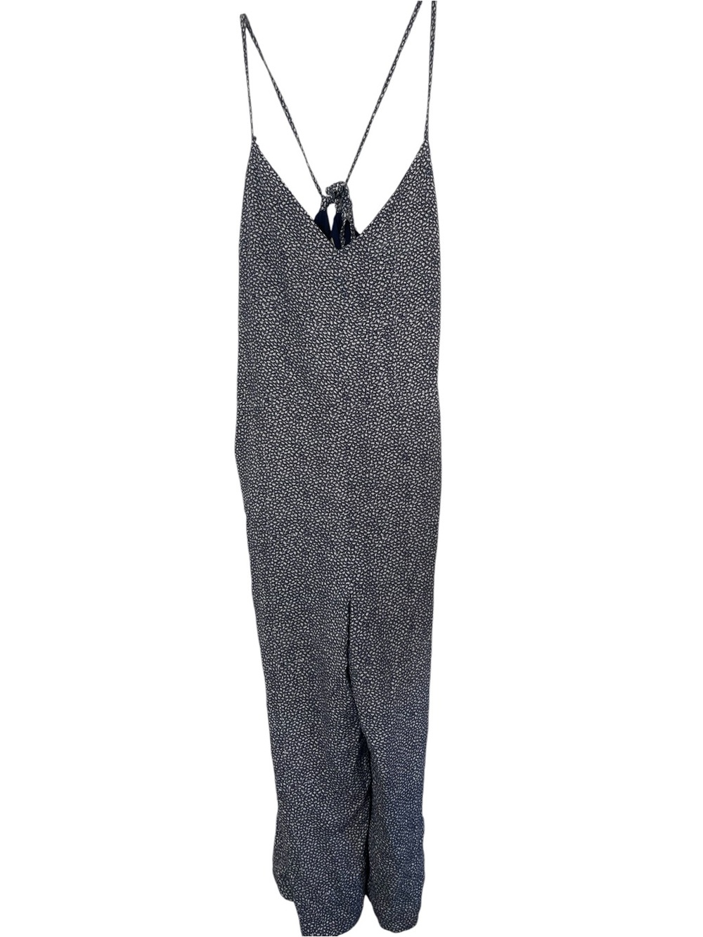 Gap Tie-Back Wide Leg Jumpsuit Navy, White Ditsy Floral Print Size Small